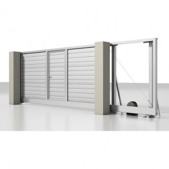 Откатные ворота с электроприводом ALUTECH Prestige 4000×2000 мм и встроенной калиткой Откатные ворота с электроприводом ALUTECH Prestige 4000×2000 мм и встроенной калиткой