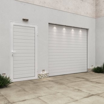 Подъемные секционные ворота с боковой дверью ALUTECH Trend 2500×2250 мм Подъемные секционные ворота с боковой дверью ALUTECH Trend 2500×2250 мм